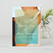 12x18 Sunset Fade Aquamarin Blue Tan Hochzeit Einl Einladung (Stehend Vorderseite)