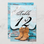 12x18 Tischnummer Card Blue Wood Barn Door Stiefel (Vorne/Hinten)
