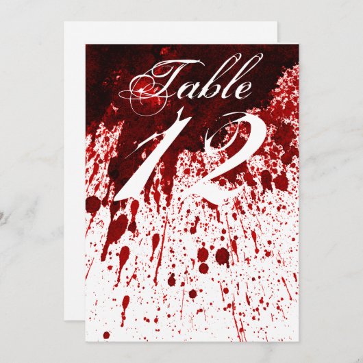 12x18 Tischnummer Card Blut Spritzer Vampire Gothi (Vorne/Hinten)