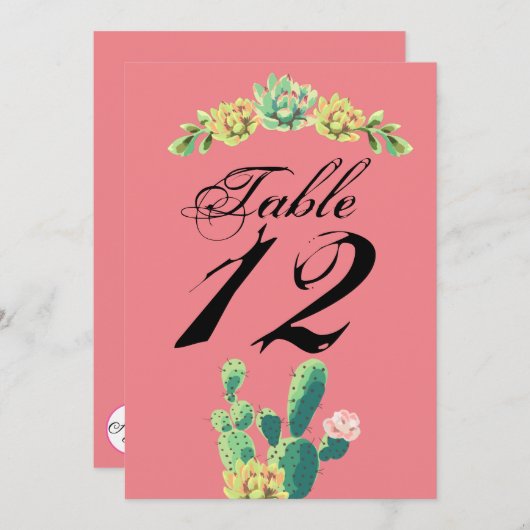 12x18 Tischnummer Card Bohemisch Cactus succulents (Vorne/Hinten)
