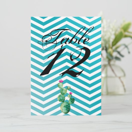 12x18 Tischnummer Card Boho Cacti Cactus Succulent (Stehend Vorderseite)