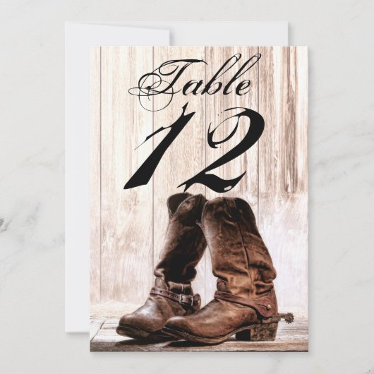 12x18 Tischnummer Card Bootet Land Rustikaler West (Vorderseite)