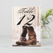 12x18 Tischnummer Card Bootet Land Rustikaler West (Stehend Vorderseite)