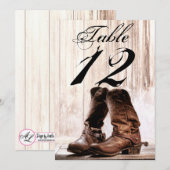 12x18 Tischnummer Card Bootet Land Rustikaler West (Vorne/Hinten)