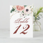 12x18 Tischnummer Card Geometric Garden Rose Anemo (Stehend Vorderseite)