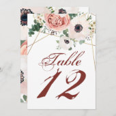 12x18 Tischnummer Card Geometric Garden Rose Anemo (Vorne/Hinten)
