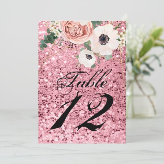 12x18 Tischnummer Card Geometric Garden Rose Glitt (Stehend Vorderseite)