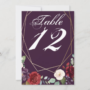 12x18 Tischnummer Card Plüschtier Lila Rose Gold G