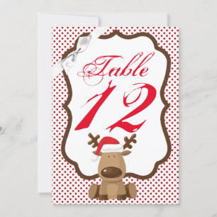 12x18 Tischnummer Card Rentier Weihnachts XMAS Pol