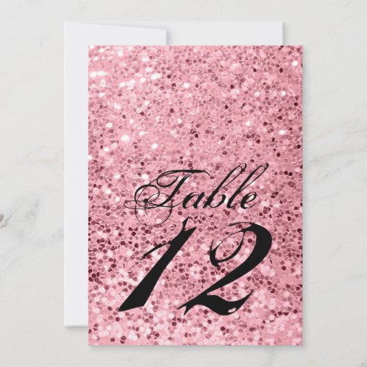 12x18 Tischnummer Card Rose Gold Glitzer (Vorderseite)