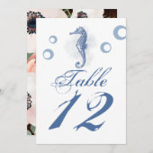 12x18 Tischnummer Card Seepferd Sea Ocean Beach (Vorne/Hinten)