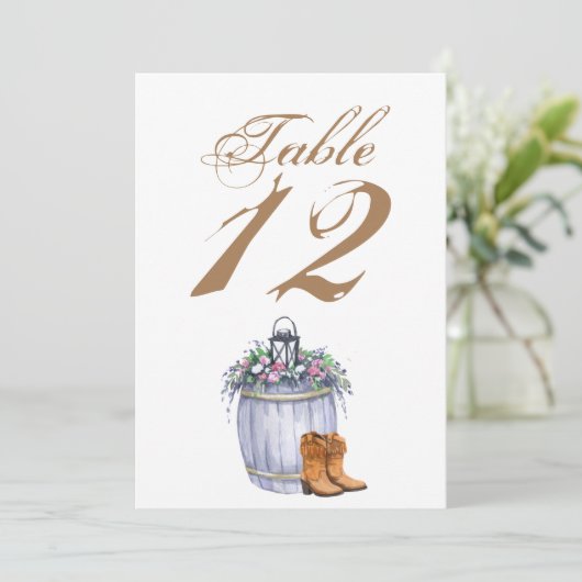 12x18 Tischnummer Card Sommer Land Hochzeit Rusti (Stehend Vorderseite)