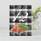 12x18 Tischnummer Card XMAS LKW Baffalo Kariert Bl (Stehend Vorderseite)