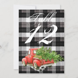 12x18 Tischnummer Card XMAS LKW Baffalo Kariert Bl