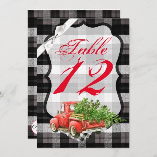 12x18 Tischnummer Card XMAS LKW Weihnachtsbüffel (Vorne/Hinten)
