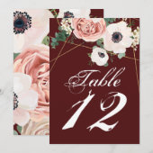 12x18 Tischnummer Karte Geometrisches Garden Rose (Vorne/Hinten)