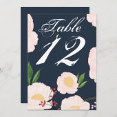 12x18 Tischnummer Karte Weiße Blume auf Dunkelheit (Vorne/Hinten)