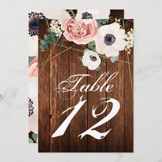 12x18 Tischnummer Kartengeometrischer Garten Rose (Vorne/Hinten)