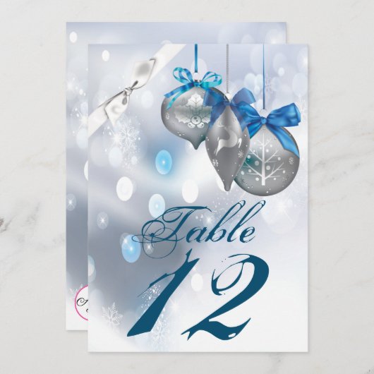 12x18 Tischnummer Ornamente Schneeflocken Schnee F (Vorne/Hinten)