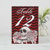 12x18 Tischnummer Skull Rose Gothic Zickzack sind (Stehend Vorderseite)