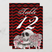 12x18 Tischnummer Skull Rose Gothic Zickzack sind (Vorne/Hinten)