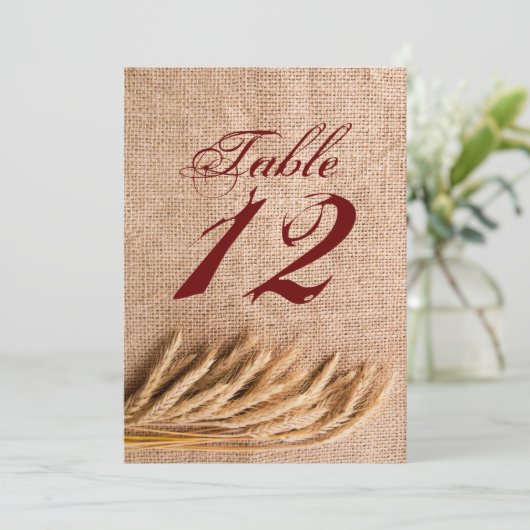12x18 Tischnummer Wheat on Burlap Sack Land (Stehend Vorderseite)