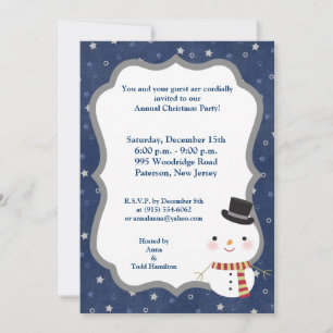 12x18 Top Hat Snowman Einladung