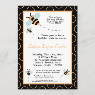 12x18 TRIPLET Bumbl Honey Bee Birthday Einladung