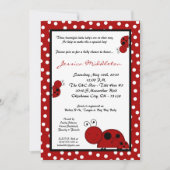 12x18 TRIPLETS Red Lady Bug Kinderdusche Einladung (Vorderseite)