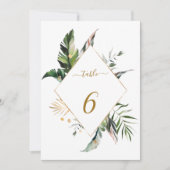 12x18 Tropical Foliage Gold Wedding Tischnummer (Vorderseite)