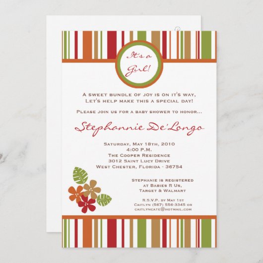 12x18 Tropical Hawaiian Flowe Babydusche Einladung (Vorne/Hinten)