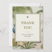 12x18 Tropical Peacock Palm Custom Message Wedding Dankeskarte (Vorderseite)