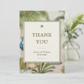 12x18 Tropical Peacock Palm Custom Message Wedding Dankeskarte (Stehend Vorderseite)