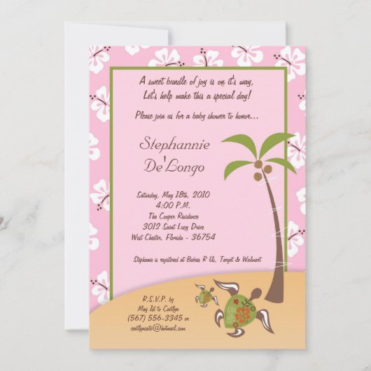 12x18 Tropical Turtle Mama Baby Dusche Einladung (Vorderseite)
