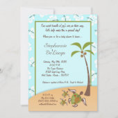 12x18 Tropical Turtle Mama TWINS Dusche Einladung (Vorderseite)