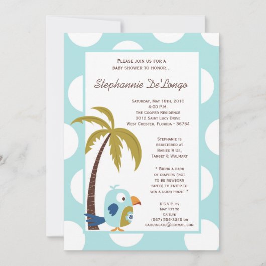 12x18 TropicalHawaiian Toucan Babydusche Einladung (Vorderseite)