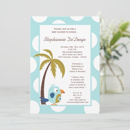 12x18 TropicalHawaiian Toucan Babydusche Einladung (Stehend Vorderseite)