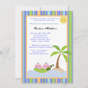 12x18 TWIN Sweetpea in Pod Baby Dusche Einladung