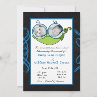 12x18 Twins Pea in einem Pod-FOTO Geburtsankündigu Ankündigung