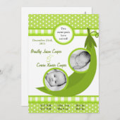 12x18 Twins Pea in einem Pod-FOTO Geburtsankündigu Ankündigung (Vorne/Hinten)