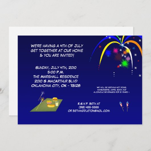 12x18 Vierte 4. Juli Party Barbecue Einladung (Vorne/Hinten)