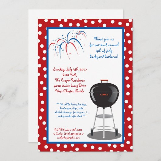 12x18 Vierte 4. Juli Party Barbecue Einladung (Vorne/Hinten)