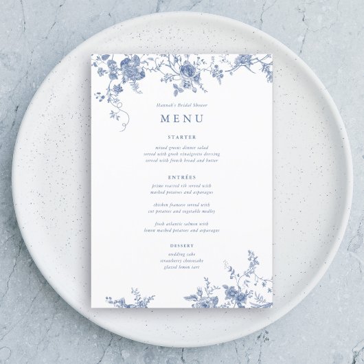 12x18" Vintage Blue Wedding Table Menu Cards Menükarte
