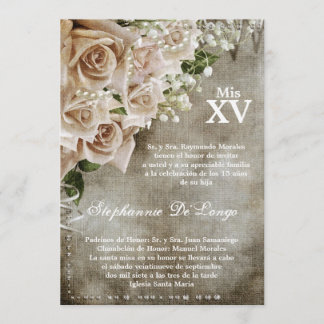 12x18 Vintage Rose Quinceanera Geburtstag Einladun Einladung
