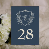 12x18 Vintage Wappen Navy Cream Hochzeit Tischnumm