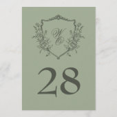 12x18 Vintages Wappen Hochzeitsfeier Tischnummer (Rückseite)