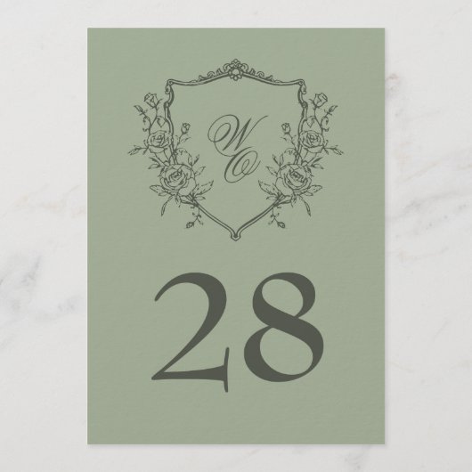 12x18 Vintages Wappen Hochzeitsfeier Tischnummer (Rückseite)