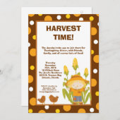 12x18 Vogelscheuche-Huhn-Erntedank-Einladung Einladung (Vorne/Hinten)