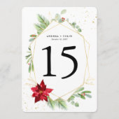 12x18 Watercolor Holiday Greenery Gold Tischnummer (Rückseite)