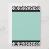 12x18 Wedding Einladung Aquamarin & Black Damask (Rückseite)